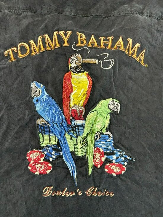 Tommy Bahama Other - Tommy Bahama Mens Button-Down Shirt Black Large 100% Silk Dealers Choice Embroid